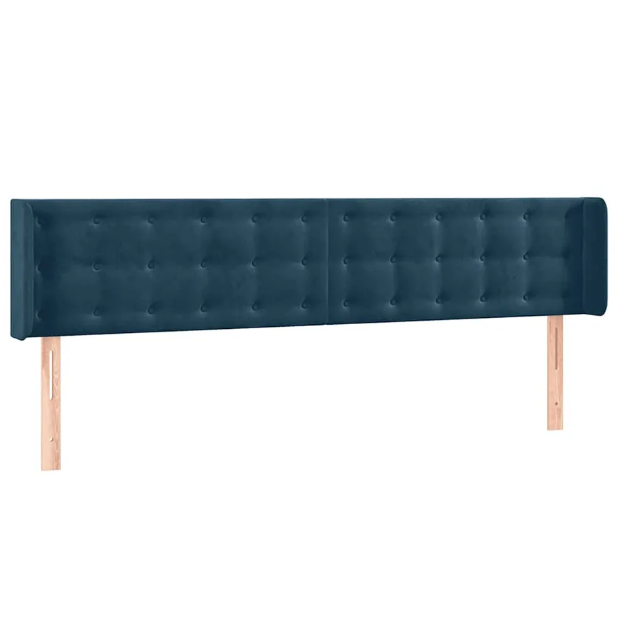 Tête de lit avec oreilles Bleu foncé 203x16x78/88 cm Velours - 2