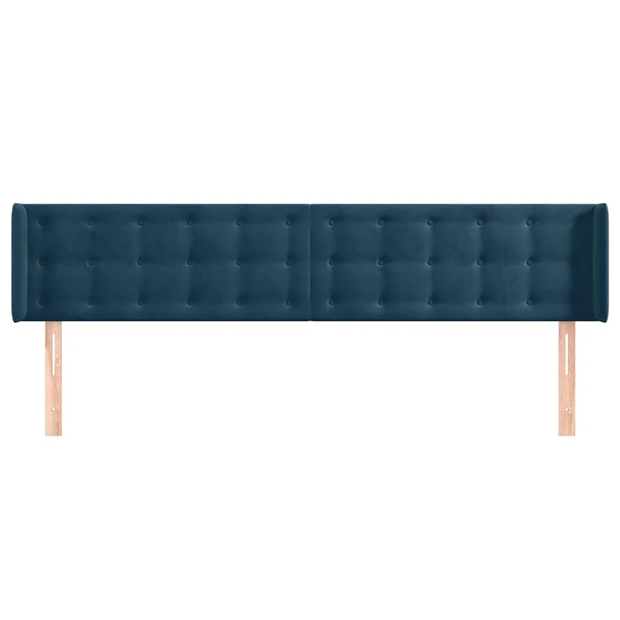 Tête de lit avec oreilles Bleu foncé 203x16x78/88 cm Velours - 3