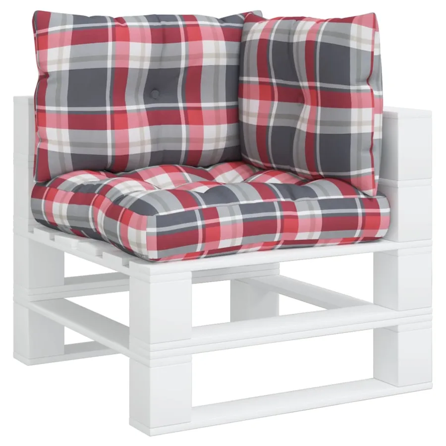 Coussins de palette lot de 3 motif à carreaux rouge tissu - 3