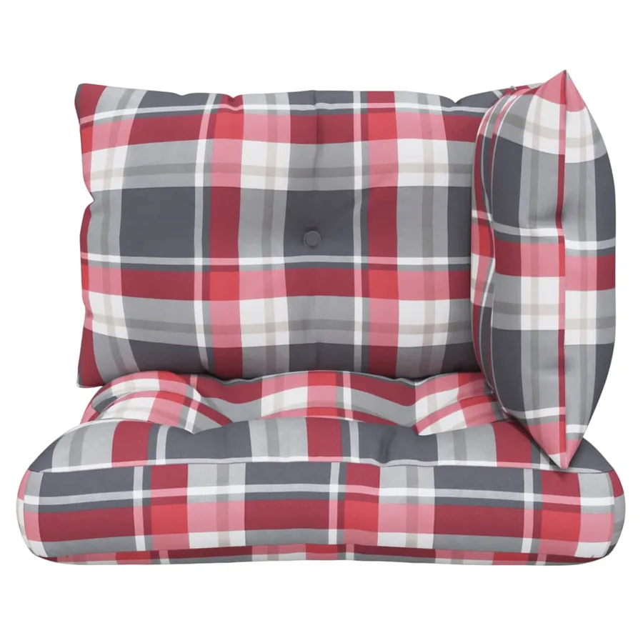 Coussins de palette lot de 3 motif à carreaux rouge tissu - 7