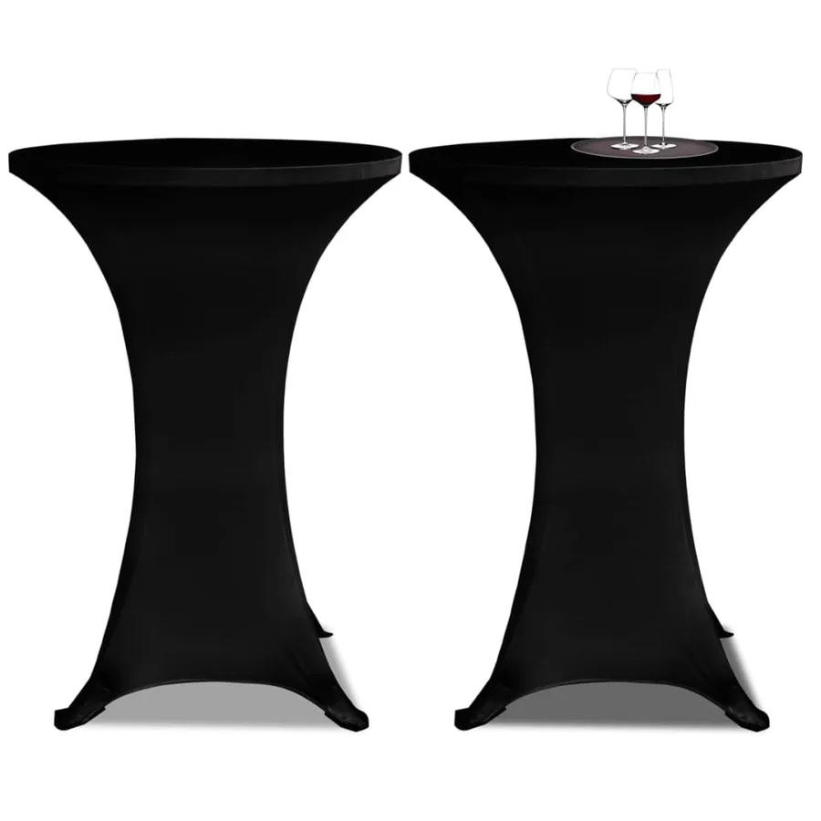 Housses élastiques de table Ø 80 cm Noir 4 pcs - 2