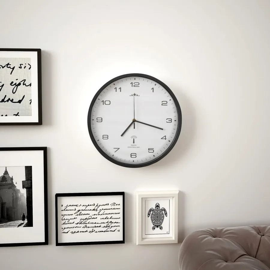 Horloge murale radioguidée Mouvement à quartz 31 cm Blanc/noir - 2