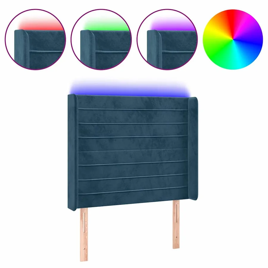 Tête de lit à LED Bleu foncé 83x16x118/128 cm Velours - 2
