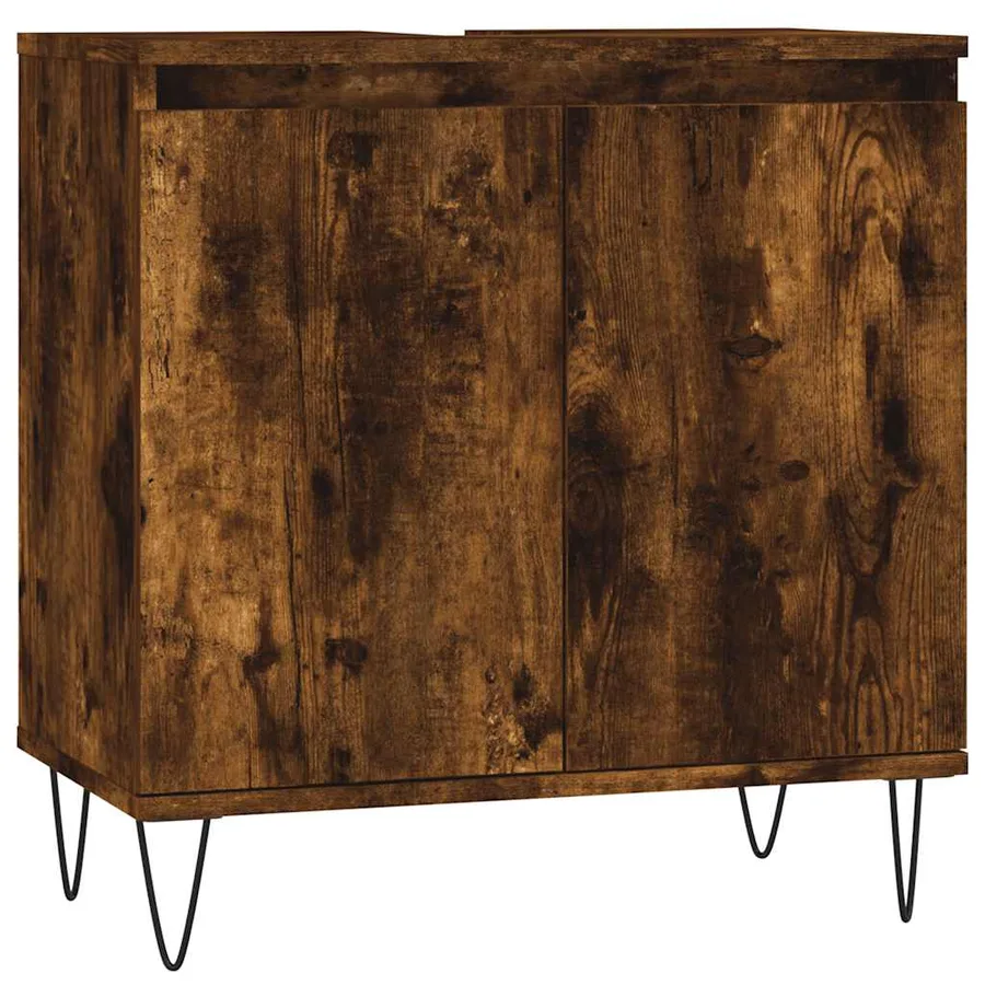 Armoire de bain chêne fumé 58x33x60 cm bois d'ingénierie - 2