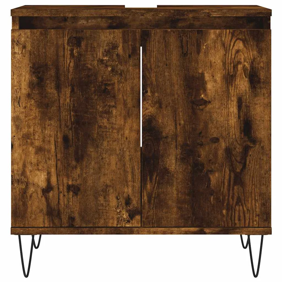 Armoire de bain chêne fumé 58x33x60 cm bois d'ingénierie - 4