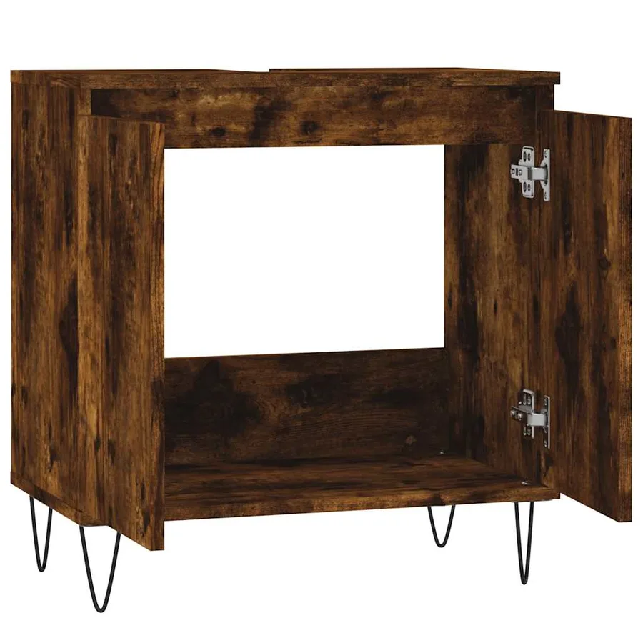 Armoire de bain chêne fumé 58x33x60 cm bois d'ingénierie - 5