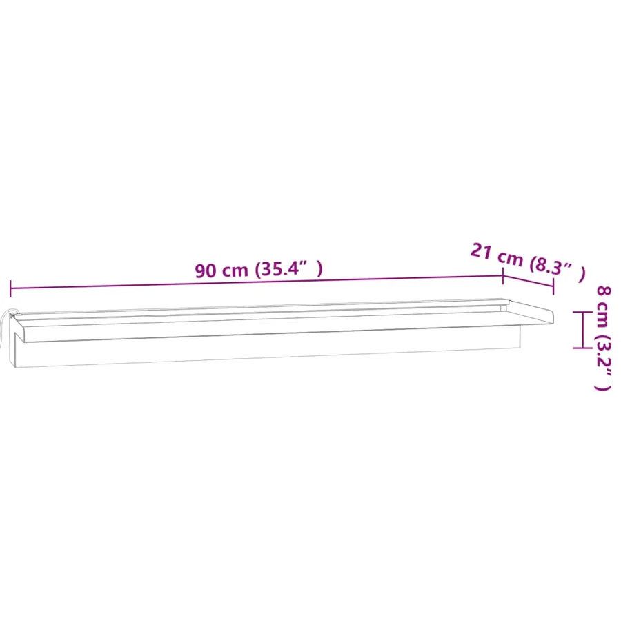 Déversoir pour cascade avec LED RVB Inox 90 cm - 12