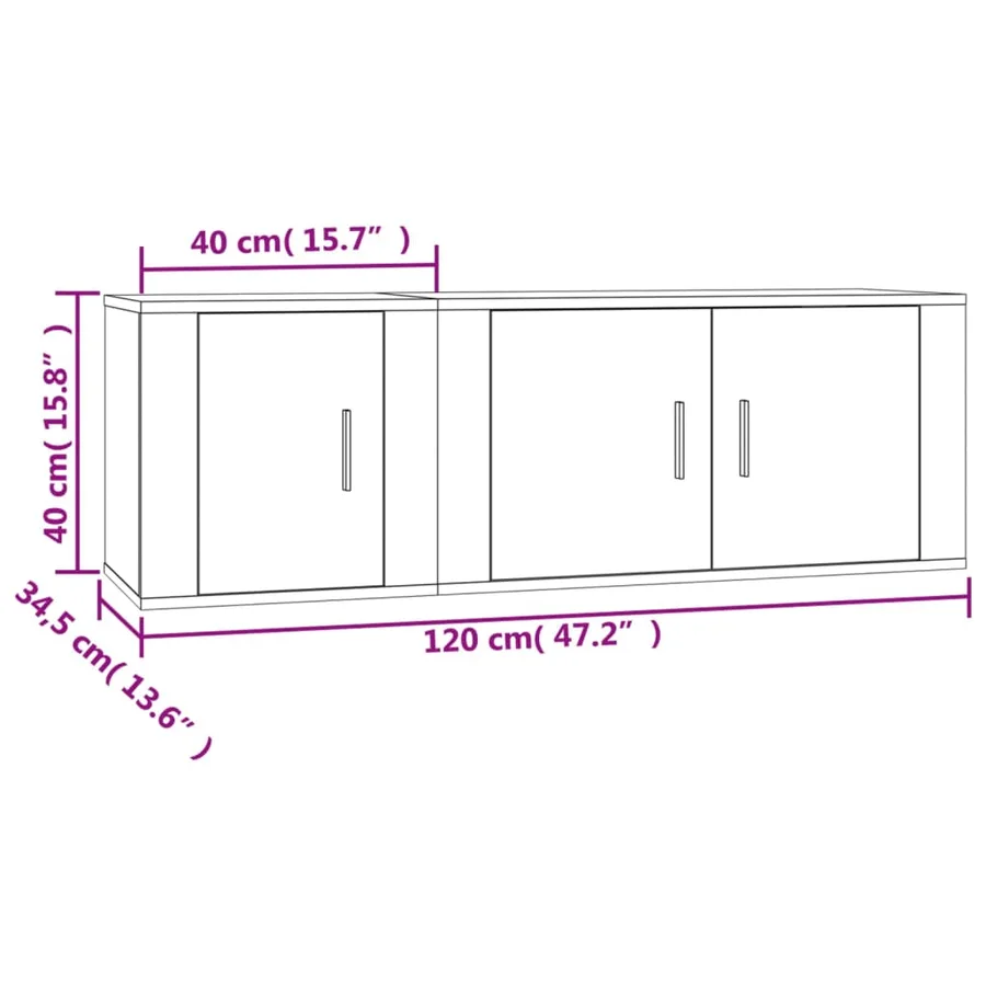 Ensemble de meubles TV 2 pcs gris béton bois d'ingénierie - 10