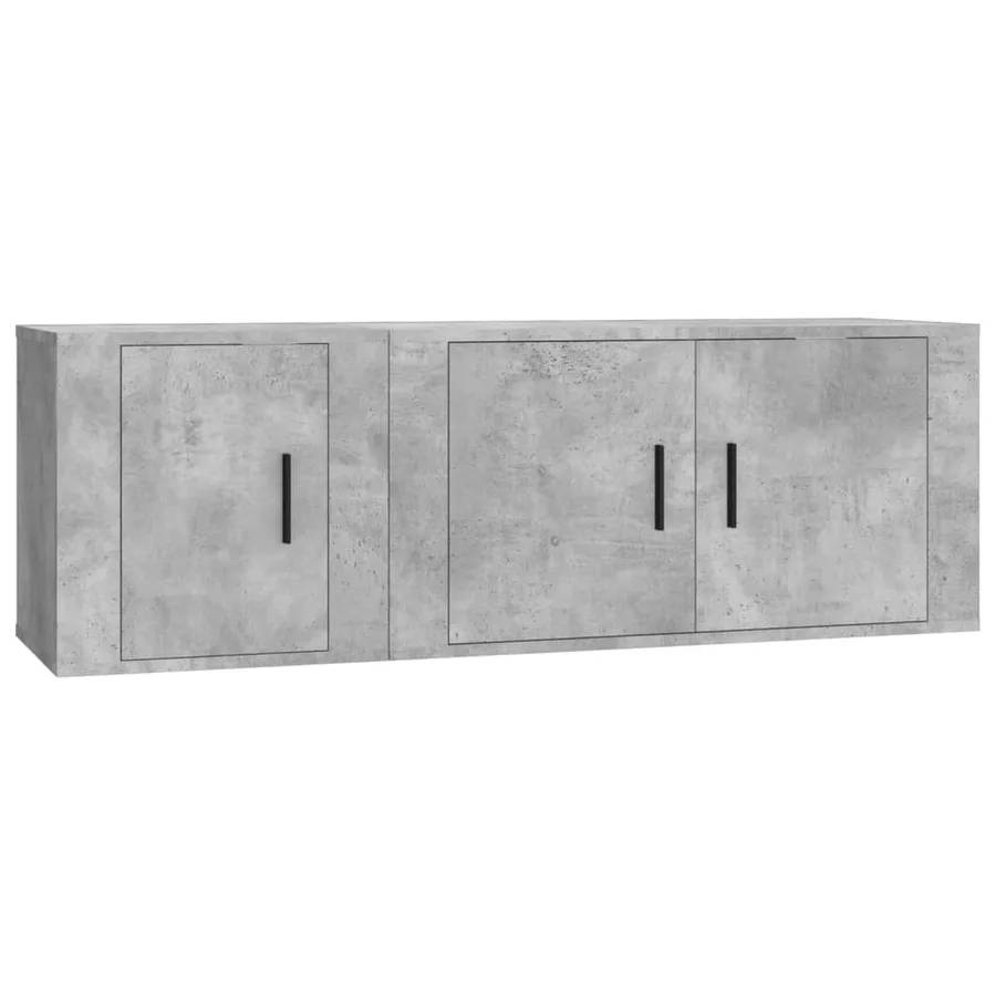 Ensemble de meubles TV 2 pcs gris béton bois d'ingénierie - 2