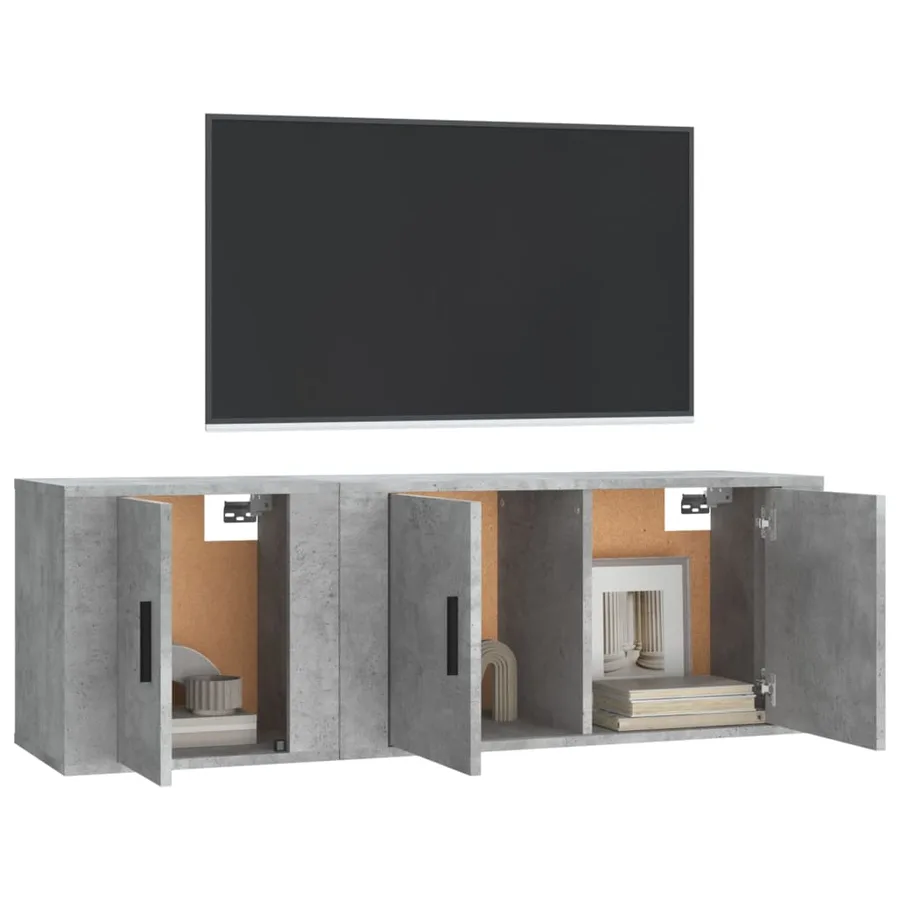 Ensemble de meubles TV 2 pcs gris béton bois d'ingénierie - 3