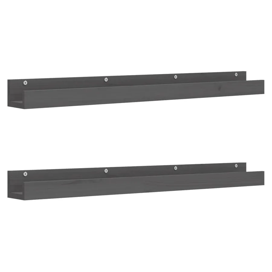 Étagères murales 2 pcs Gris 110x12x9 cm Bois de pin massif - 2