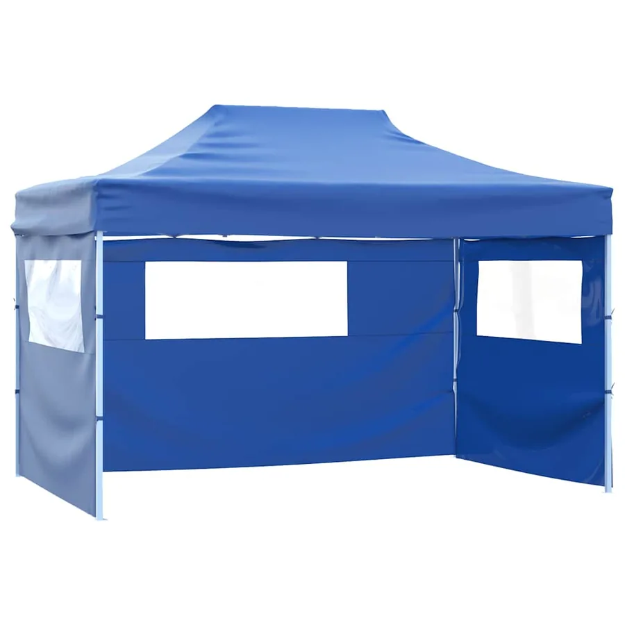 Tente de réception pliable avec 4 parois 3x4 m Acier Bleu - 5