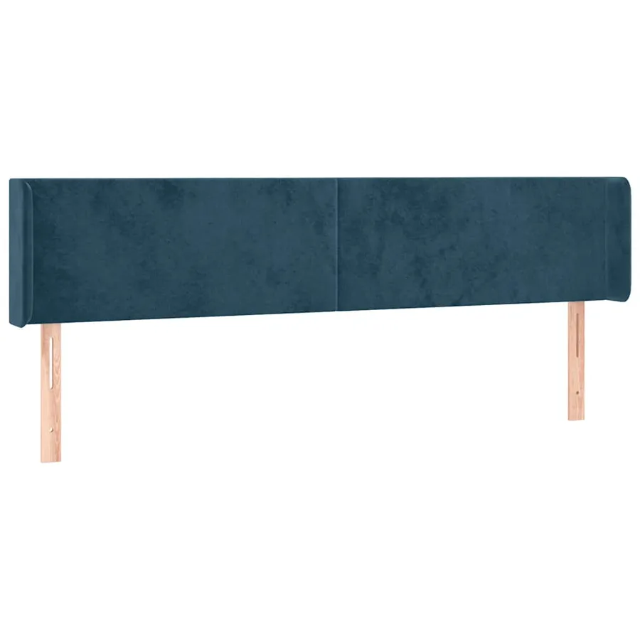 Tête de lit avec oreilles Bleu foncé 203x16x78/88 cm Velours - 2