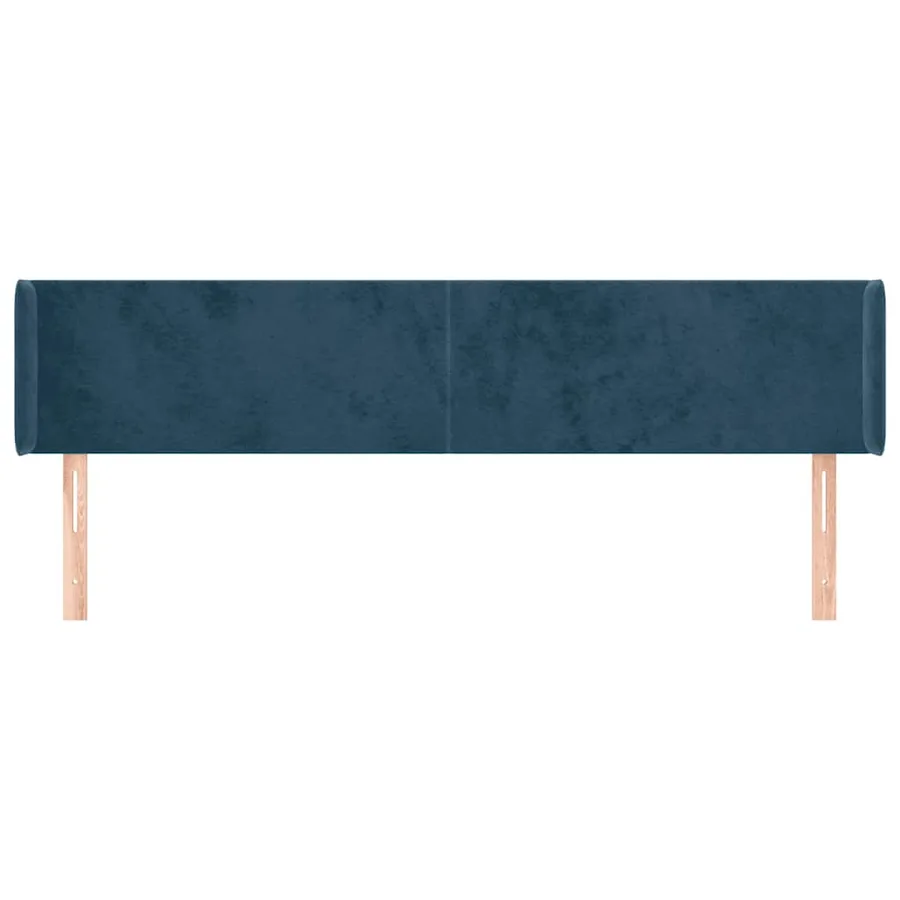 Tête de lit avec oreilles Bleu foncé 203x16x78/88 cm Velours - 3