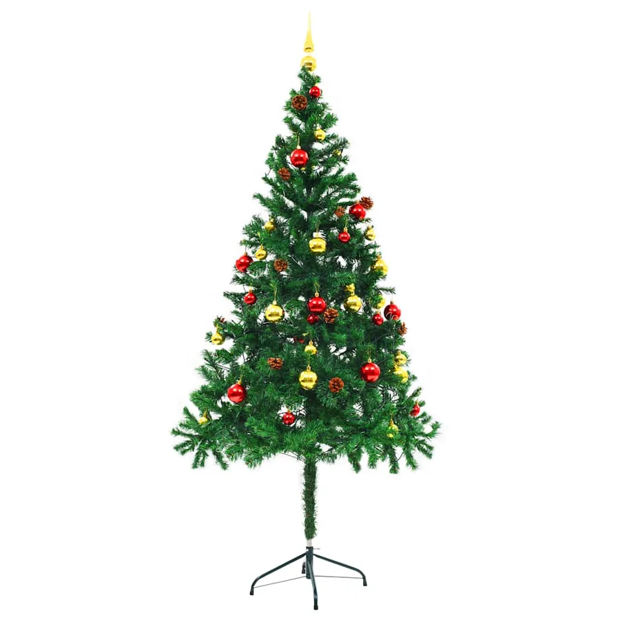 Arbre de Noël artificiel pré-éclairé avec boules vert 180 cm - 3