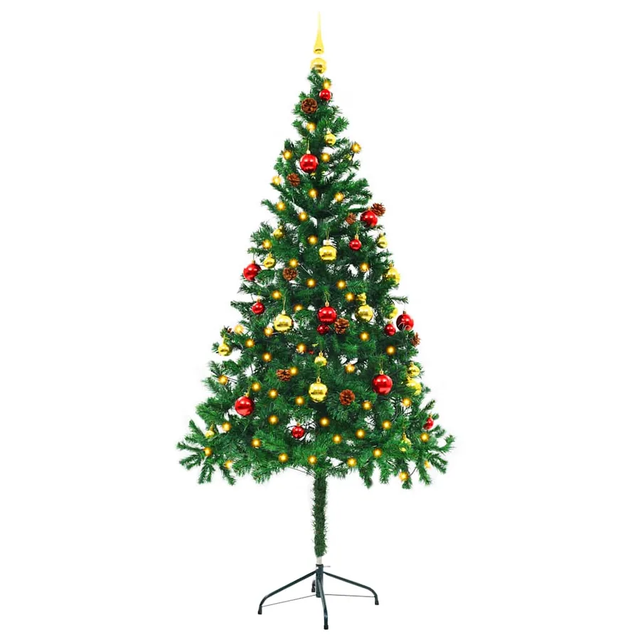 Arbre de Noël artificiel pré-éclairé avec boules vert 180 cm - 4