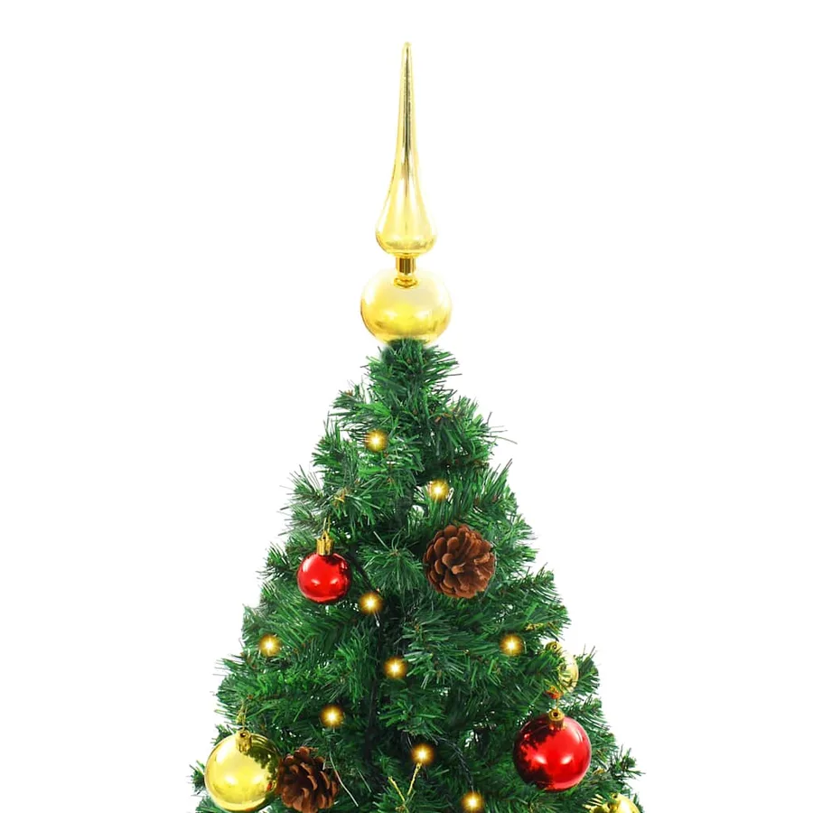 Arbre de Noël artificiel pré-éclairé avec boules vert 180 cm - 6