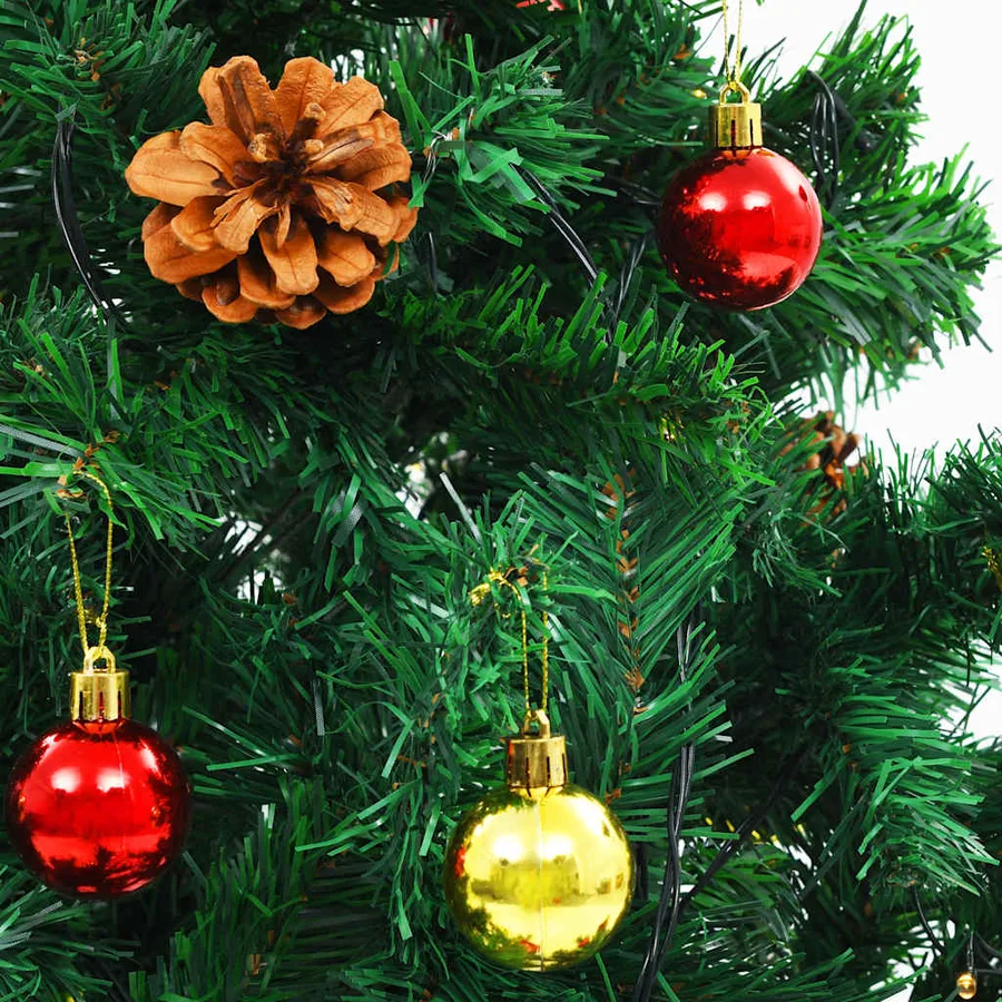Arbre de Noël artificiel pré-éclairé avec boules vert 180 cm - 8