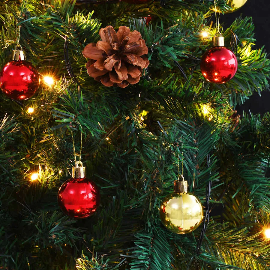 Arbre de Noël artificiel pré-éclairé avec boules vert 180 cm - 9
