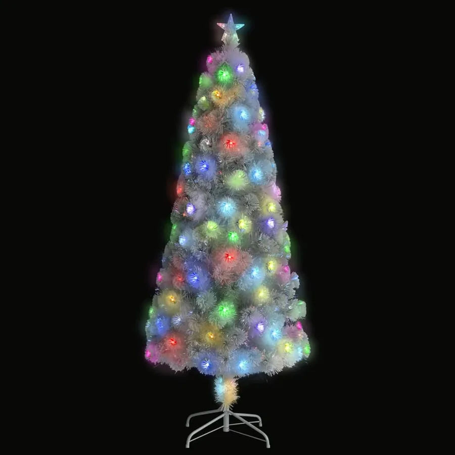 Arbre de Noël artificiel pré-éclairé blanc 210 cm fibre optique - 2