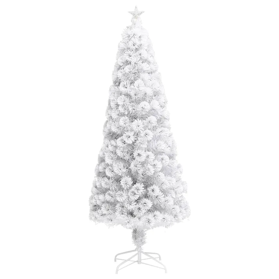 Arbre de Noël artificiel pré-éclairé blanc 210 cm fibre optique - 3