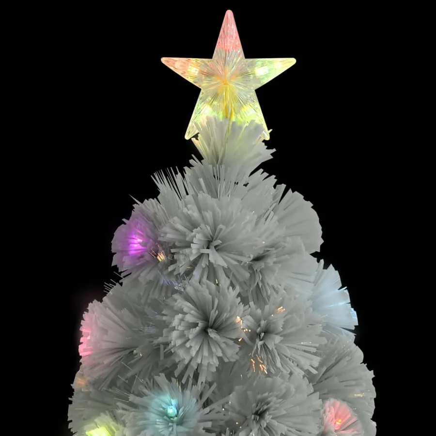 Arbre de Noël artificiel pré-éclairé blanc 210 cm fibre optique - 4