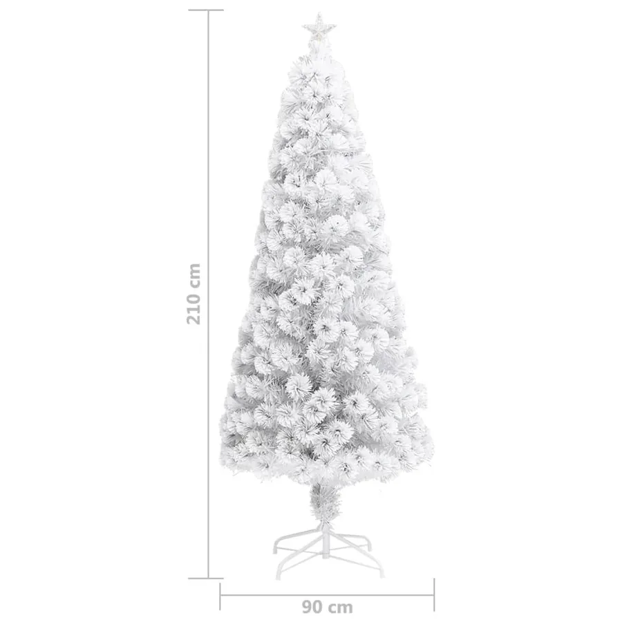 Arbre de Noël artificiel pré-éclairé blanc 210 cm fibre optique - 9