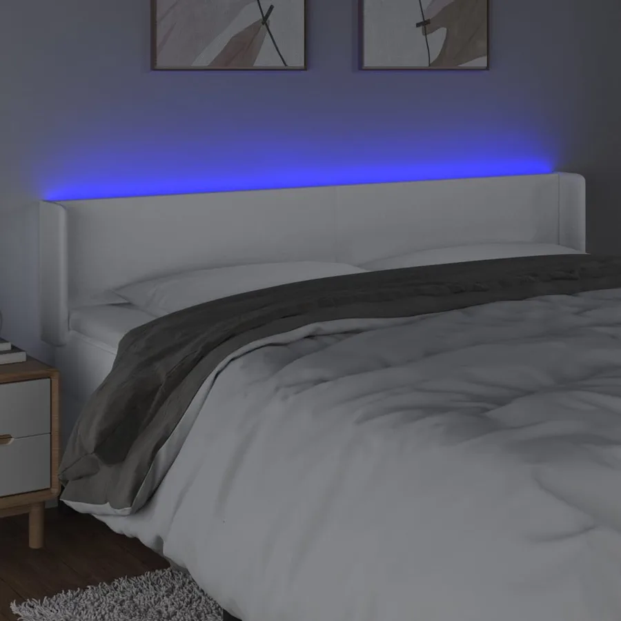 Tête de lit à LED Blanc 183x16x78/88 cm Similicuir - 4