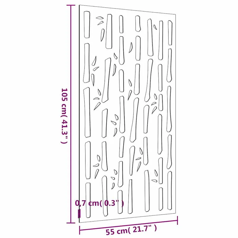 Décoration murale jardin 105x55 cm acier corten design bambou - 9