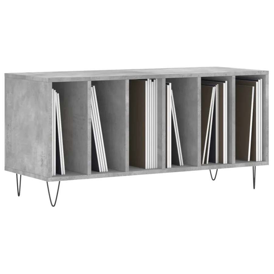 Armoire à disques gris béton 100x38x48 cm bois d'ingénierie - 3