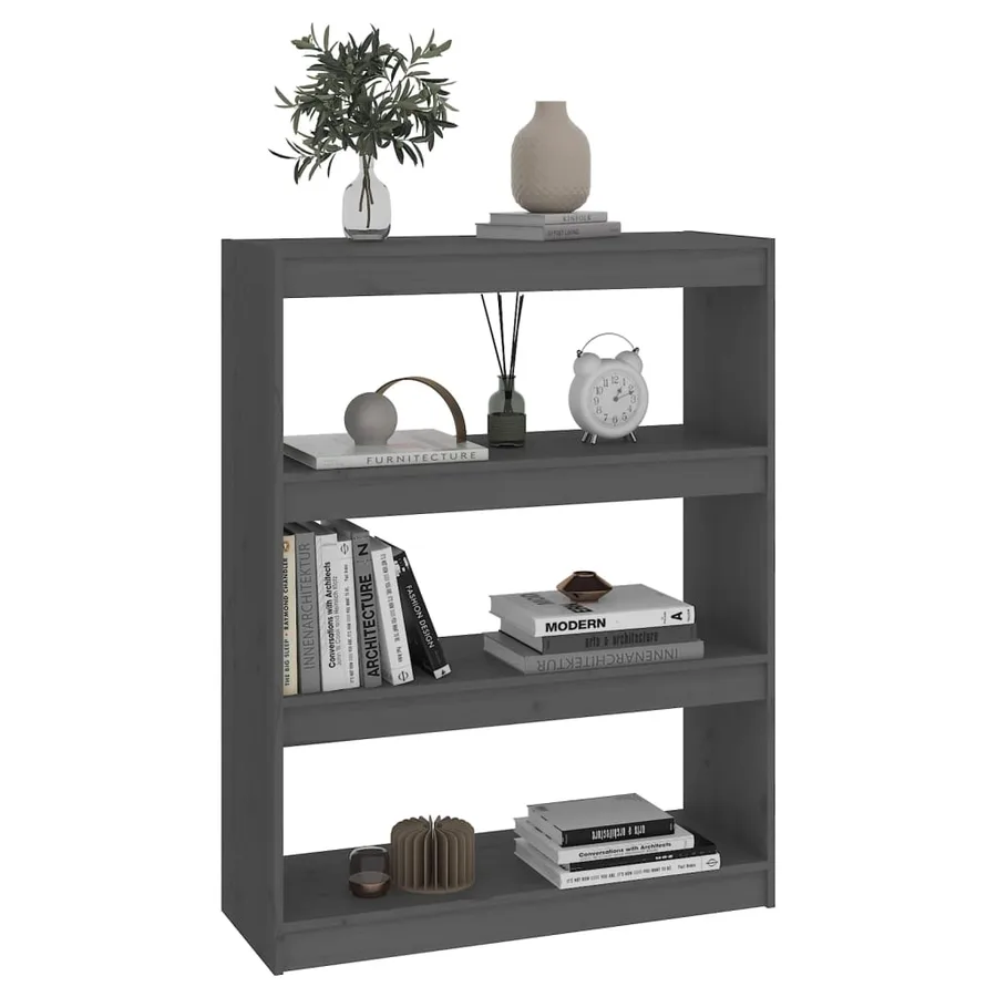 Bibliothèque/Séparateur de pièce Gris 80x30x103,5 cm Pin massif - 3