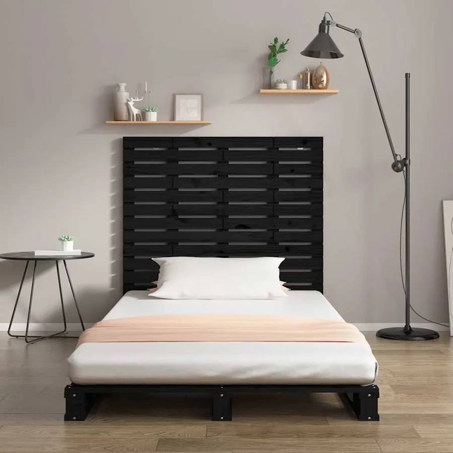 Tête de lit murale Noir 126x3x91,5 cm Bois massif de pin - 3