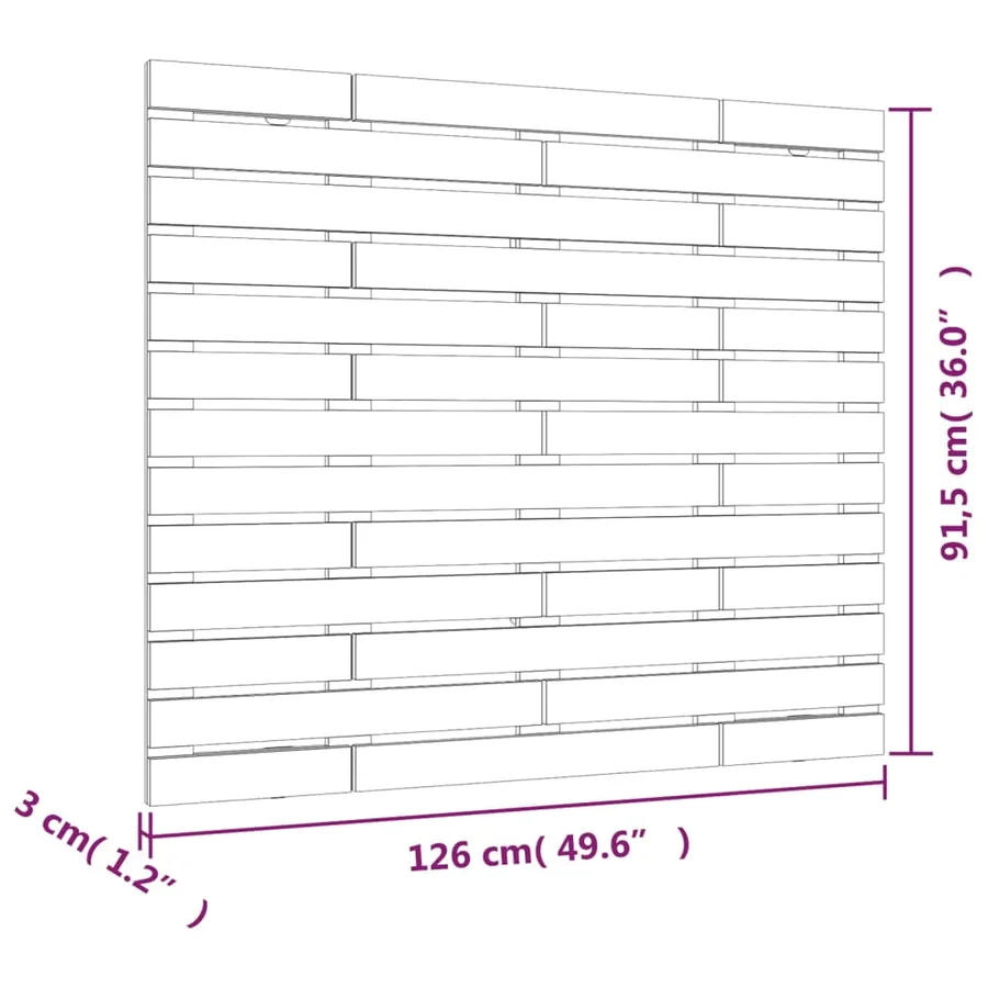 Tête de lit murale Noir 126x3x91,5 cm Bois massif de pin - 8