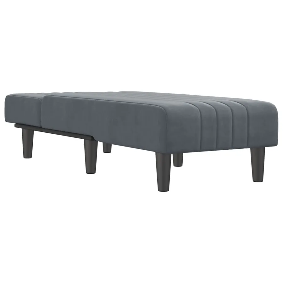 Chaise longue gris foncé velours - 3