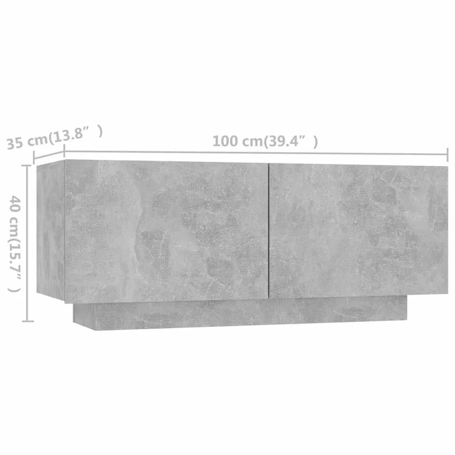 Meuble TV avec lumières LED Gris béton 180x35x40 cm - 10