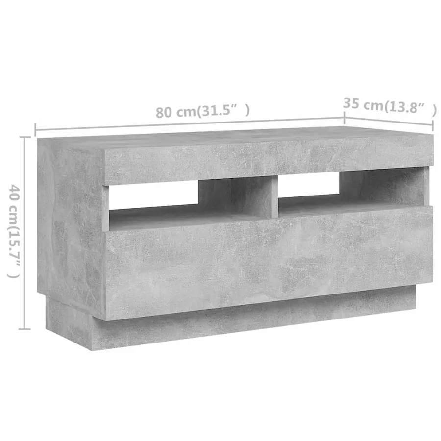 Meuble TV avec lumières LED Gris béton 180x35x40 cm - 9