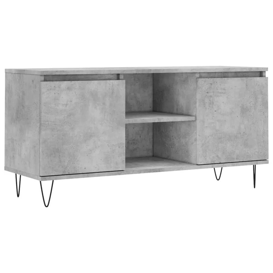 Meuble TV gris béton 104x35x50 cm bois d'ingénierie - 2