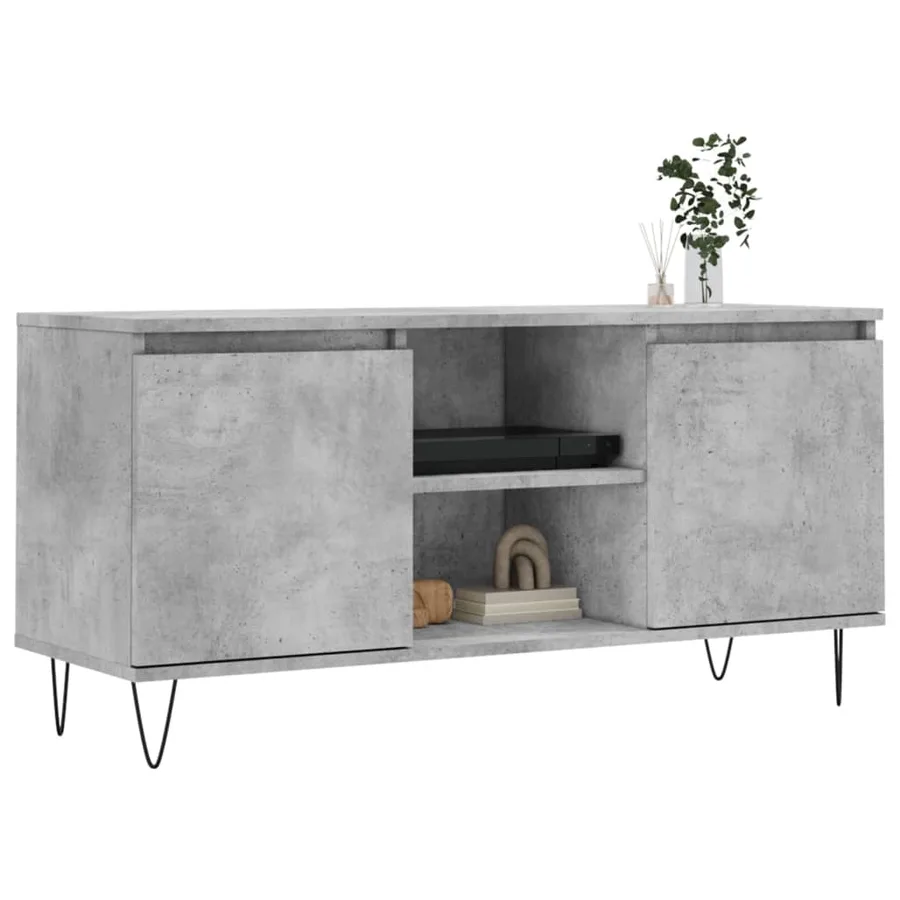 Meuble TV gris béton 104x35x50 cm bois d'ingénierie - 3