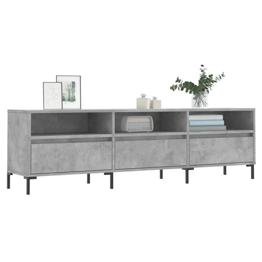 Meuble TV gris béton 150x30x44,5 cm bois d'ingénierie - 3