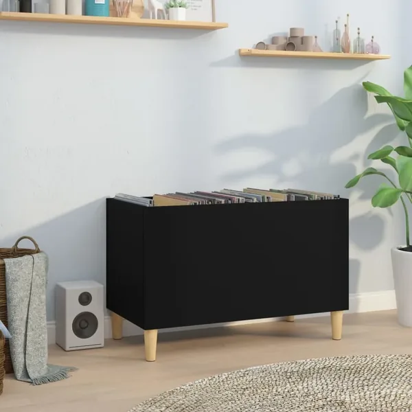 Armoire à disques noir 74,5x38x48 cm bois d'ingénierie