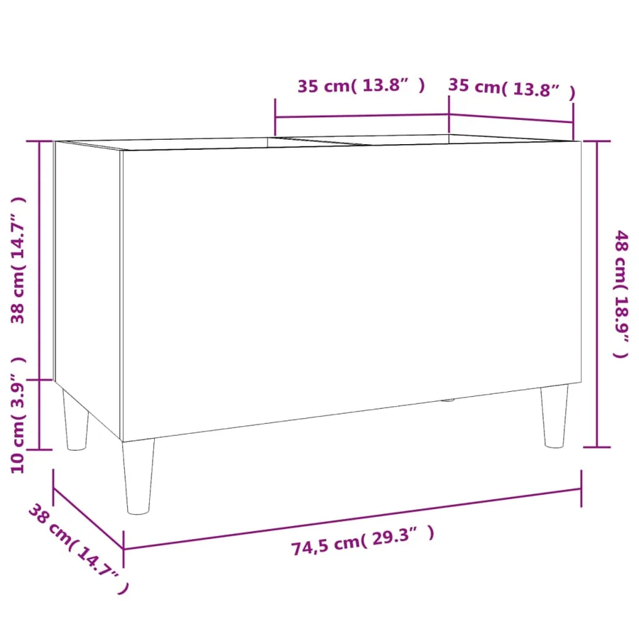 Armoire à disques noir 74,5x38x48 cm bois d'ingénierie - 8