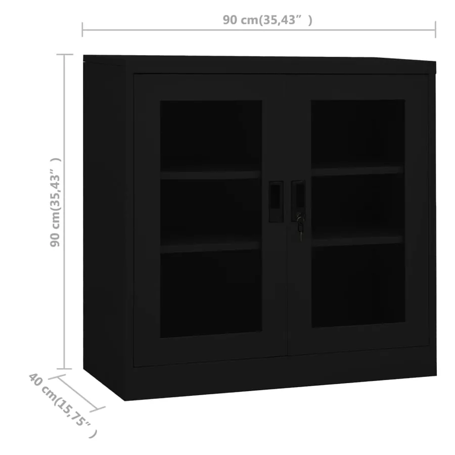 Armoire de bureau Noir 90x40x90 cm Acier - 8