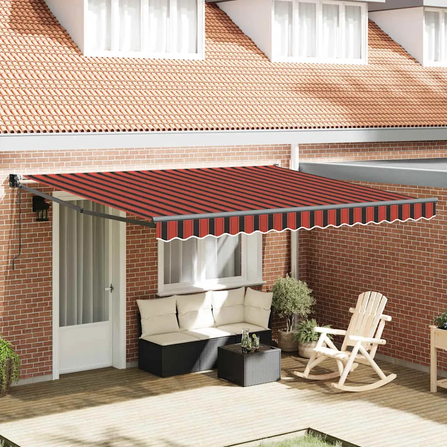Auvent rétractable automatique orange et marron 4x3 m