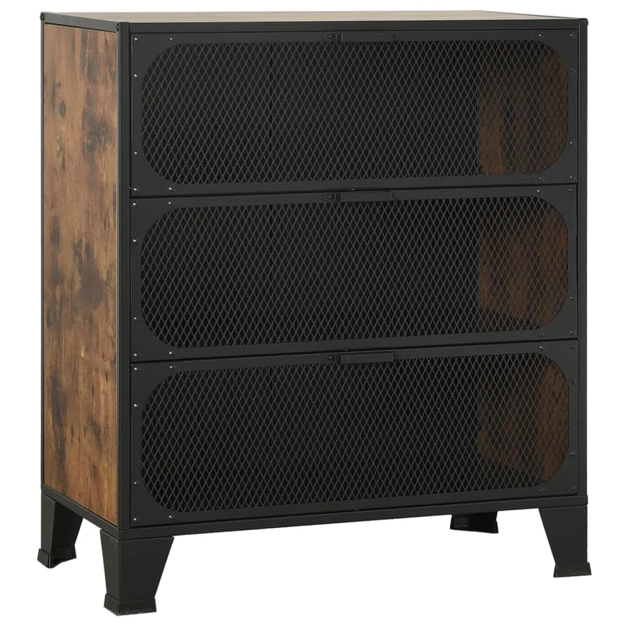 Armoire de rangement Marron rustique 72x36x82 cm Métal et MDF - 2