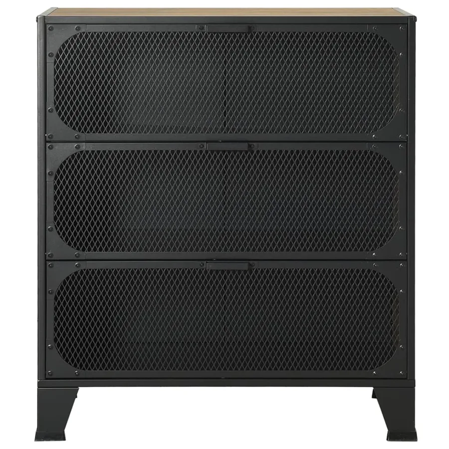 Armoire de rangement Marron rustique 72x36x82 cm Métal et MDF - 3