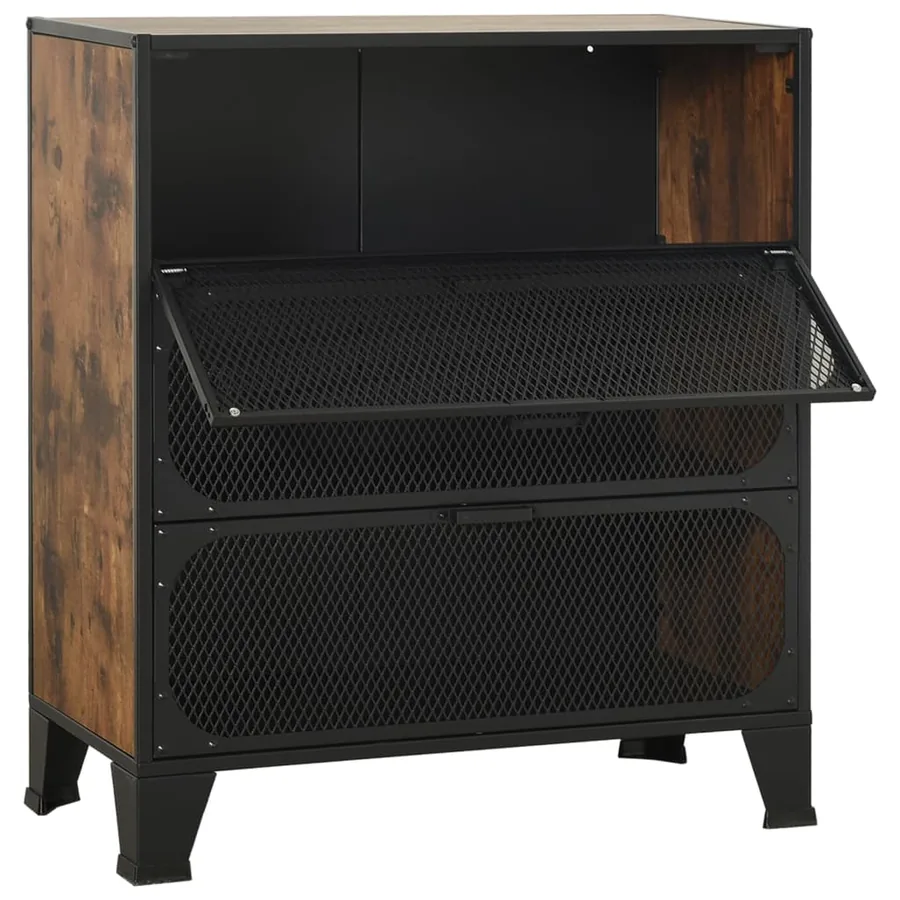 Armoire de rangement Marron rustique 72x36x82 cm Métal et MDF - 5