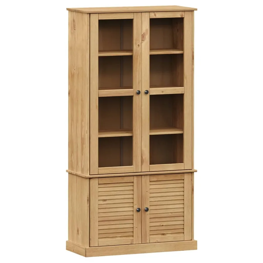Vitrine en verre VIGO 85x35x170 cm bois massif de pin - 2