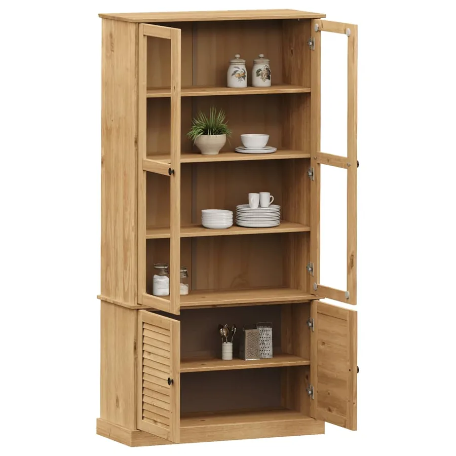 Vitrine en verre VIGO 85x35x170 cm bois massif de pin - 3