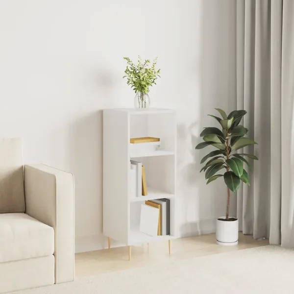 Buffet blanc brillant 34,5x32,5x90 cm bois d'ingénierie