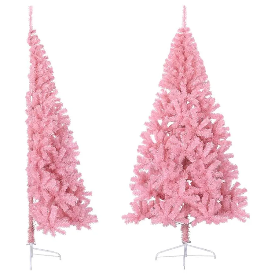 Demi sapin de Noël artificiel avec support Rose 180 cm PVC - 2